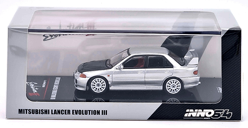 INNO64 1/64 MITSUBISHI LANCER EVO III SILVER CARBON HOOD / FREE USA SHIPPING*