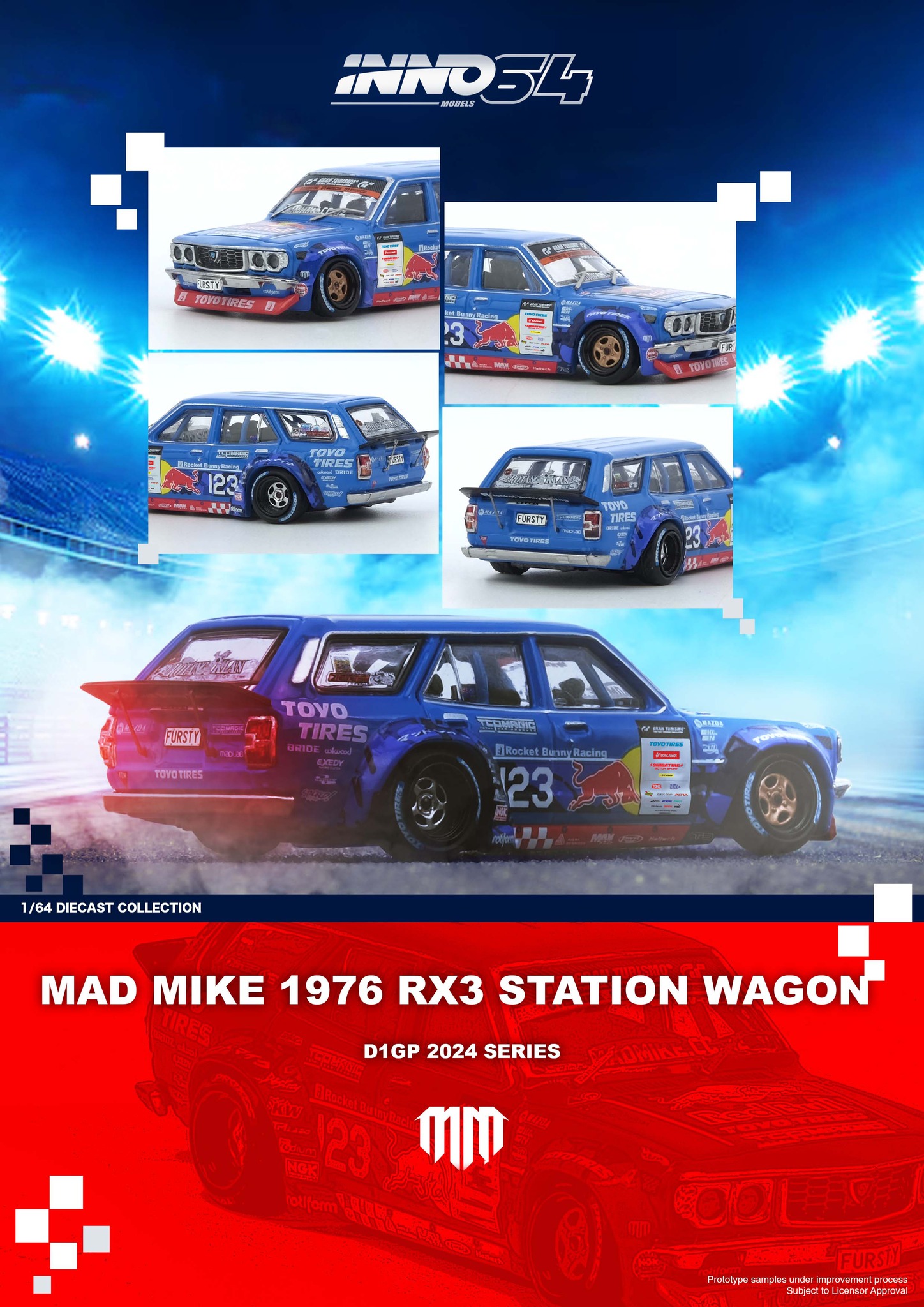 INNO64 1/64 MAD MIKE 1976 MAZDA RX3 WAGON / *FREE USA SHIPPING