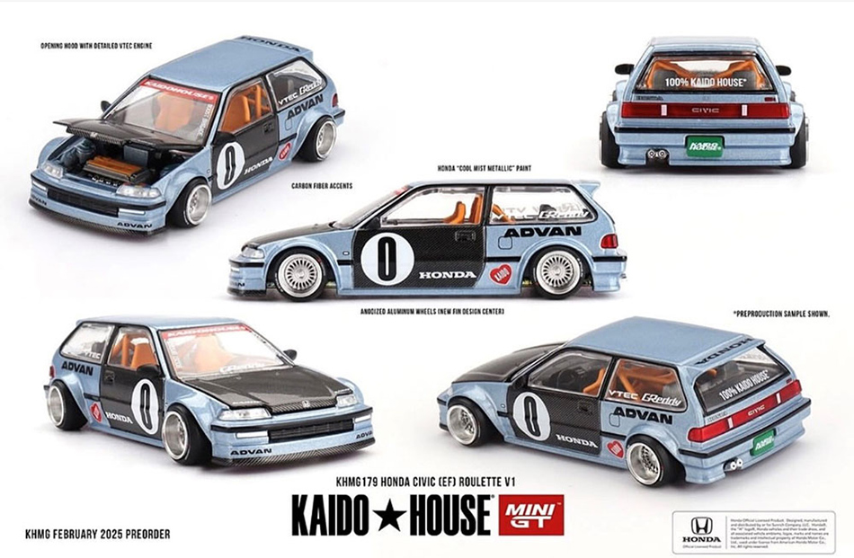 MINI GT 1/64 KAIDO HOUSE HONDA CIVIC EF ROULETTE V1 LIGHT BLUE / *FREE USA SHIPPING